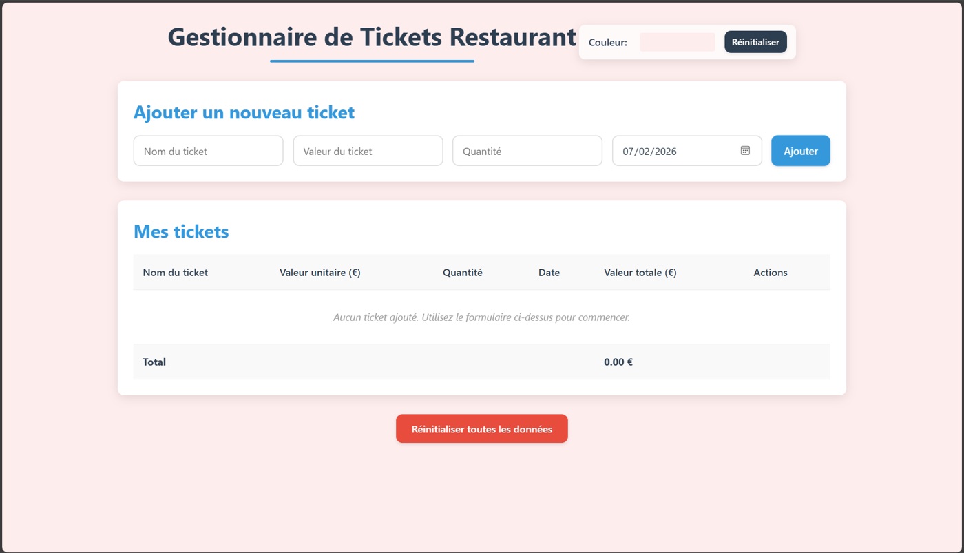 Aperçu de l'application Ticket Web